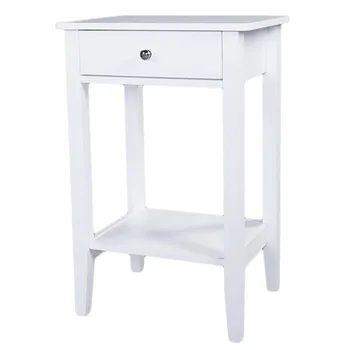 

Two-layer Nightstand Bedside Table Coffee Table with Drawer White