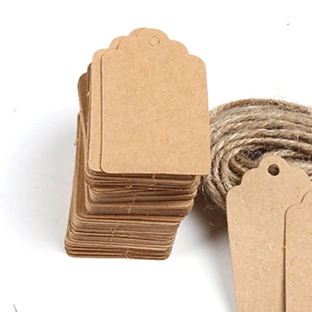 100 штук этикетки из крафт-бумаги различных форм бумажных этикеток с веревочными бирками крафт-бумаги DIY украшения