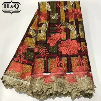 

H&Q popular african veritable wax fabric batik lace embroidery 6 yards high quality water soluble nigerian guipure laces fabrics
