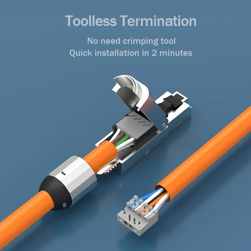 Blindado Conector Terminal Rápido Cabos de Instalação Sólidos Design Premium Rj45 Toolless Cat7 6a Cat6 22 23awg - Imagem 3