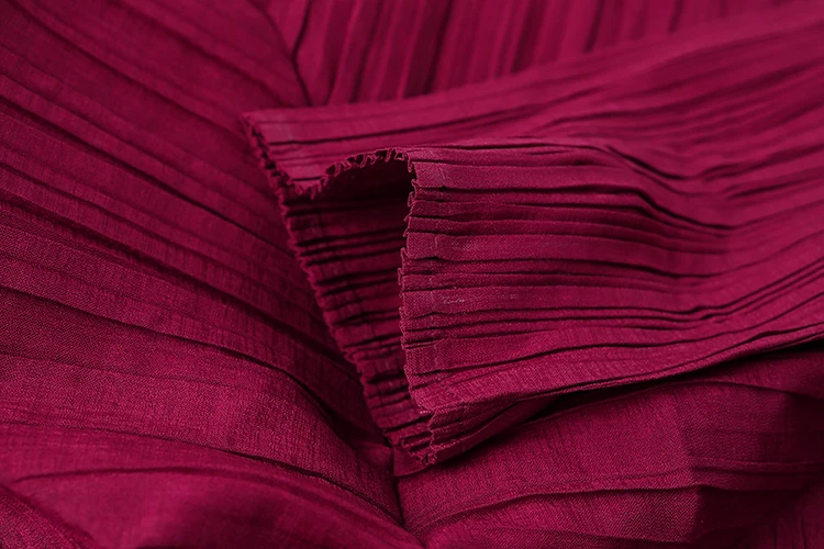 Miyake складывается Большие размеры свободное платье до колена с рукавами в семь точек осеннее новое длинное платье