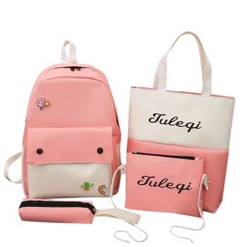 

2020 Women Fashion Simple Style Backpack Multifunctional Large Capacity Canvas Three-piece Bag For Teenager Travel Bag 0120