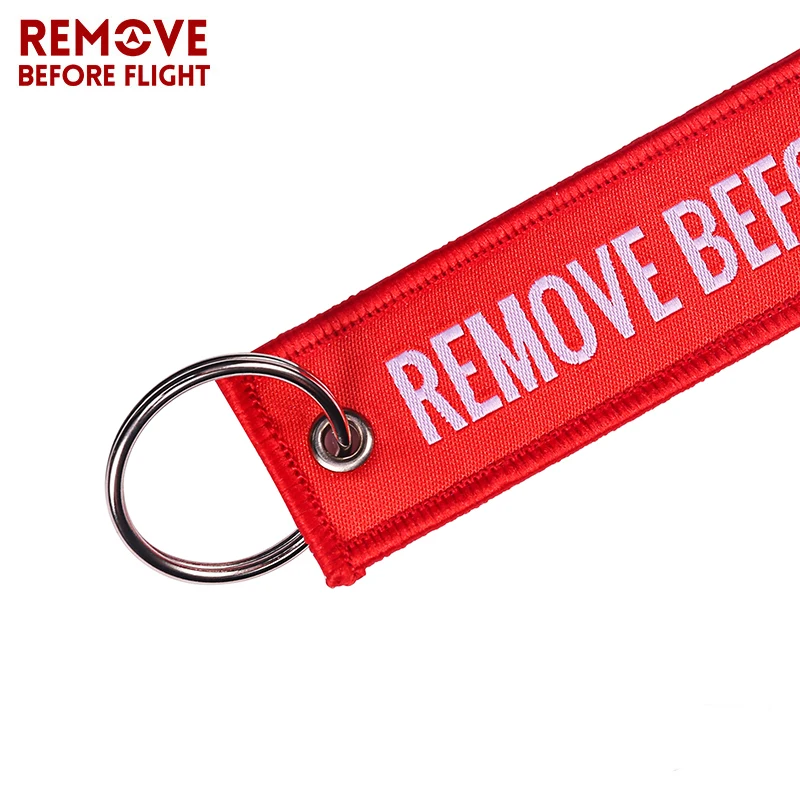 Remove Before Flight Woven Key Chain Special Luggage Label Red Chain Keychains for Aviation Gifts OEM Keychain  Jewelry