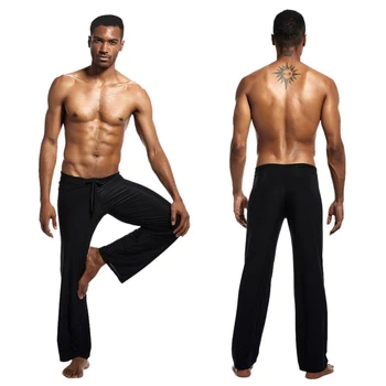 

Men's Yoga Tai Chi Pants Pajama Solid Color Sleep Bottoms Drawstring Home Loose Casual Plus Size Trousers