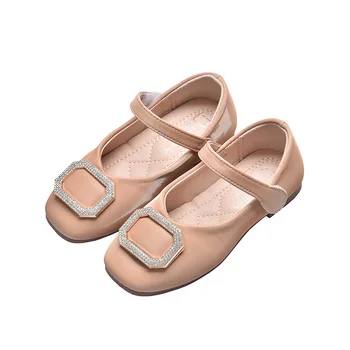 

Spring Girls Princess Flats Casual Non-slip Polygon With Rhinestone Shoes For Middle-aged Kids Children Fashion Bling New Shoes