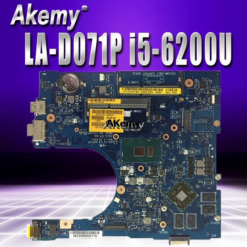 

for dell inspiron 5459 5559 5759 LA-D071P CN-0T66WJ 0T66WJ T66WJ laptop motherboard with I5-6200U AMD M335 4G 100% tested work