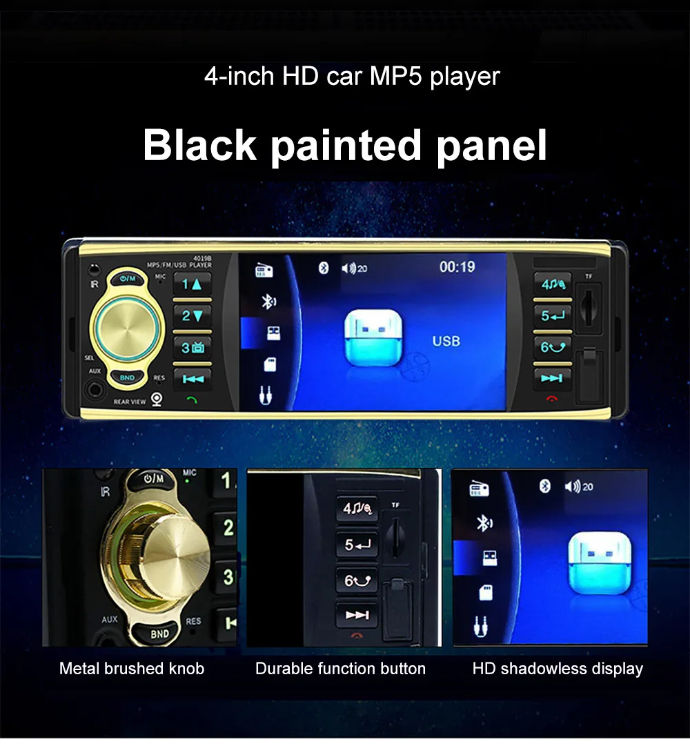 4,1 дюймов HD Автомобильный MP5 плеер Смарт bluetooth радио Hands-free Реверсивный эффект MP3 карта радио FM радио голосовое вещание система 4019b