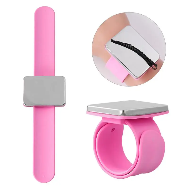 Healifty Silicone Wrist Strap Magnetic Pin Holder Bracelet for Salon Shop Sewing Hairstyling Supplies 