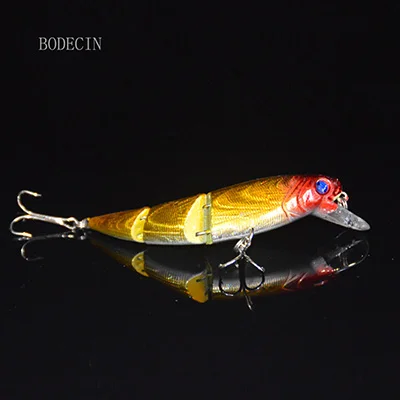1 шт., приманка для рыбной ловли Minnow, зима 135 мм, 15 г, 3 сегмента, поддельная/Жесткая/искусственная приманка, воблеры для щуки/троллинга/рыбы, 3D глаза - Цвет: C2 1PCS