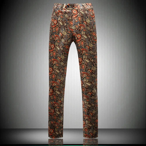 Модный мужской костюм брюки Slim Fit Мужские брюки с цветочным принтом Размер 29 31 33 35 37 39 41 мужские деловые брюки - Цвет: RU  TU SE