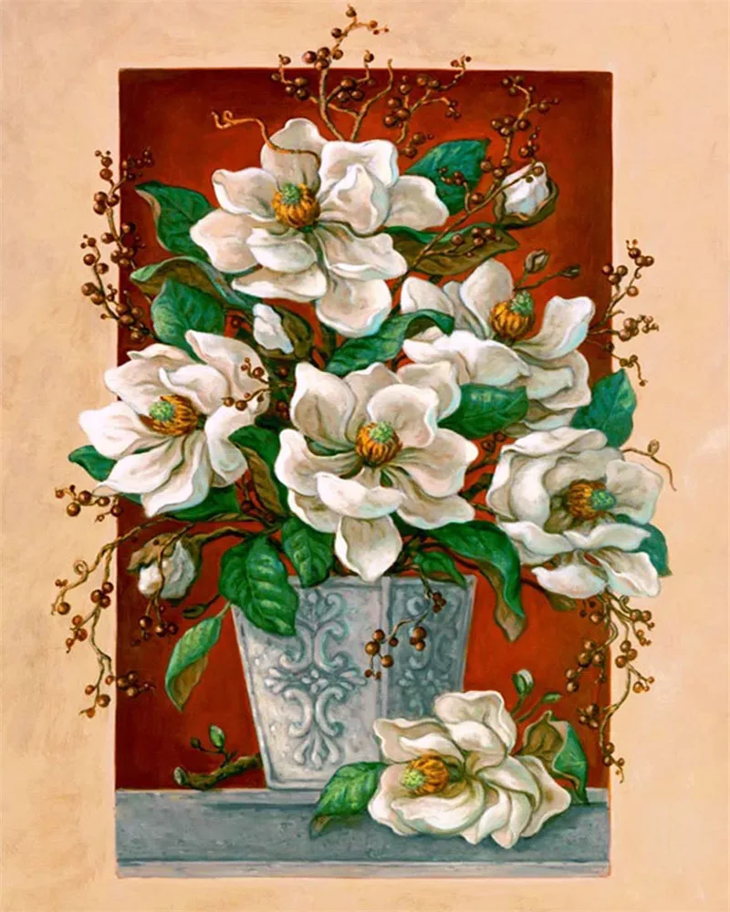 5D Poured Glue DIY Flower In Vase Diamond Painting Kits Mosaic Picture Embroidery Cross Stitch Home Decor Gift Art Crafts | Дом и сад