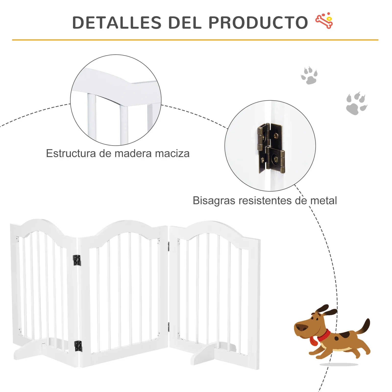 PawHut Barrera de Seguridad Extensible Puertas y Escaleras Metálica para  Perros y Bebé Barrera Puertas Mascota 72-107x76cm