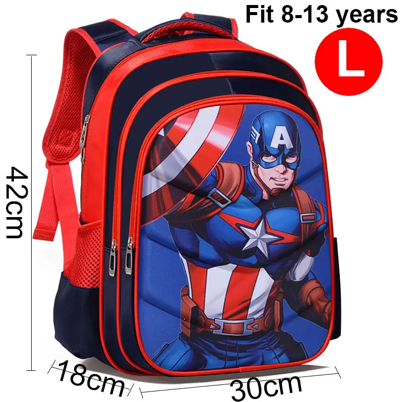 Red L Captain A MARVEL 3D человек-паук Капитан Америка Железный человек детский сад школьная сумка Подростковая детская Студенческая рюкзаки - Цвет: Red L Captain A