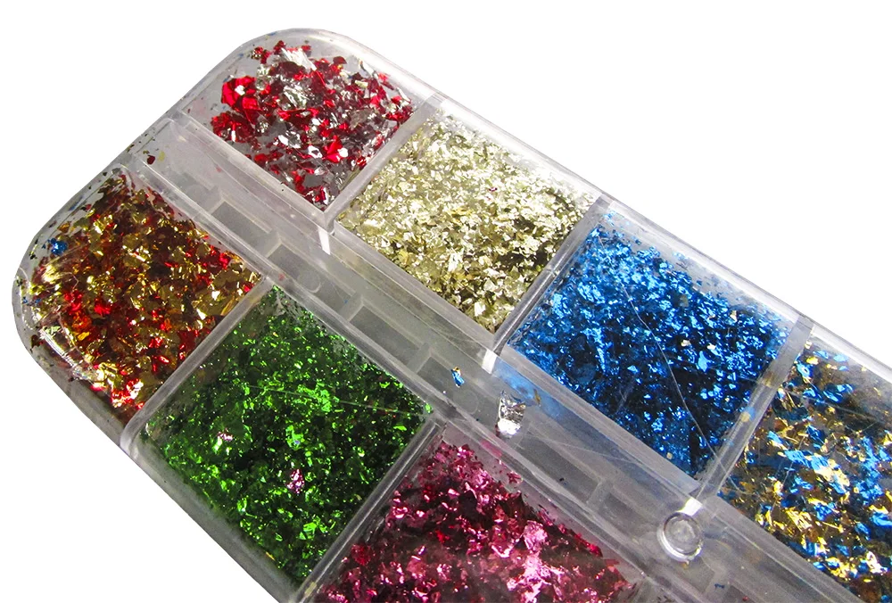 12 Сетка цвета: золотистый серебристый Фольга Бумага нейл арта украшения