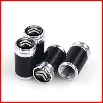 

4PCS Car Wheel Tire AIR Valve Caps Dustproof Caps Carbon Fiber Tyre Rim Stem Covers for Citroen VTS C-ELYSEE C1 C3 C4 C4L C5 C6