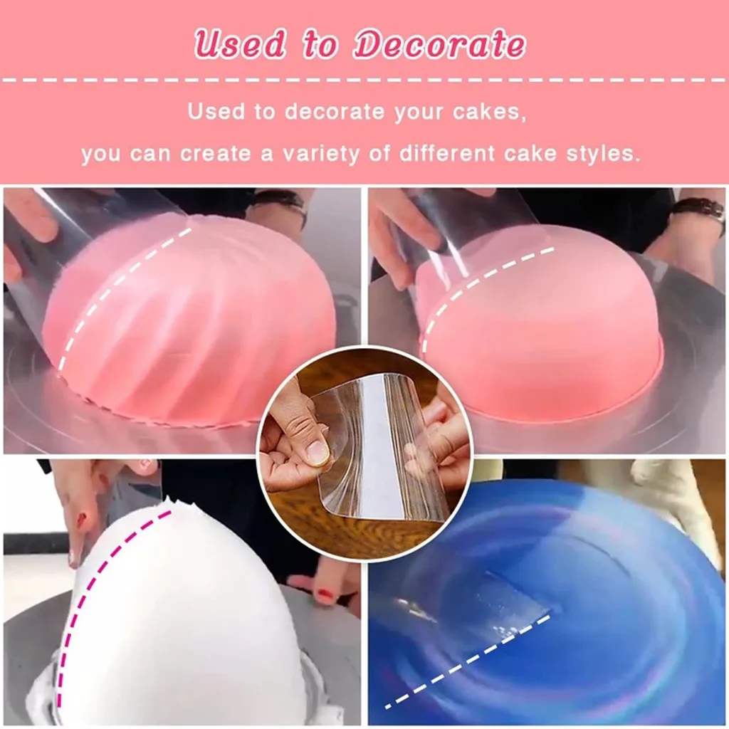 10PCS Pastry Cutters Spatulas Tools Flexible Transparent Cake Scraper Baking Plain Smooth Jagged Spatulas Cake Decorating