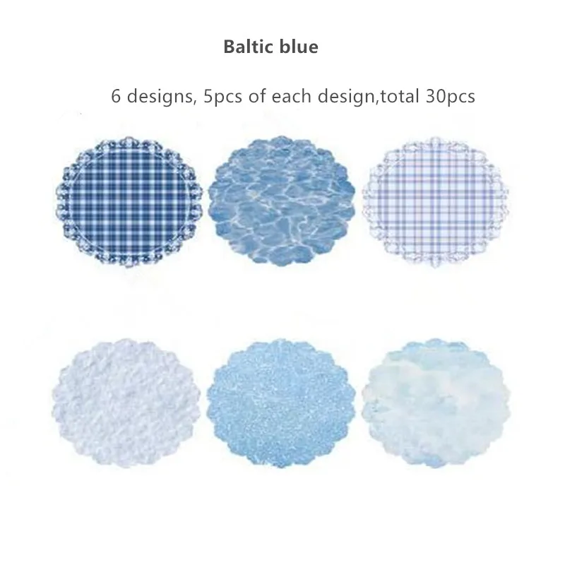 Baltic Blue 30 шт./упак. кружева серии Kawaii милые фон дневник-блокнот для заметок стационарный хлопья Скрап декоративной бумаги для заметок на клейкой основе наклейка для решетки - Цвет: Baltic Blue