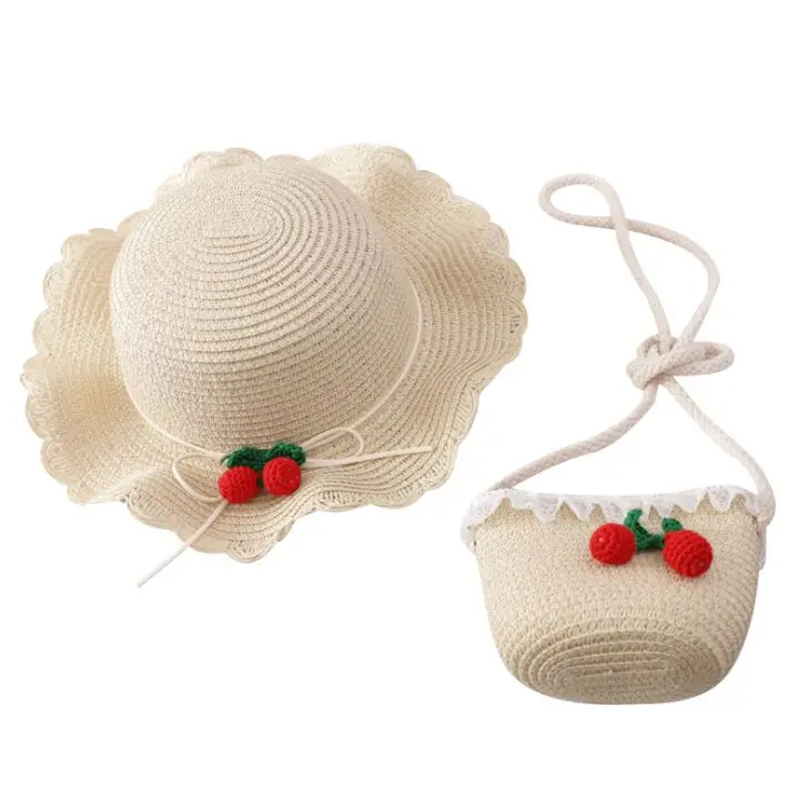 Соломенная шляпа и сумочка для девочек Повседневная Уличная Праздничная Панама