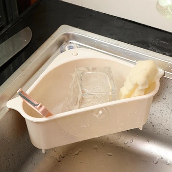 

Kitchen Triangle Sink Drain Rack Vegetable Rack Household Triangle Hangable Storage Convenient Punch-Free Tray Storage Basket