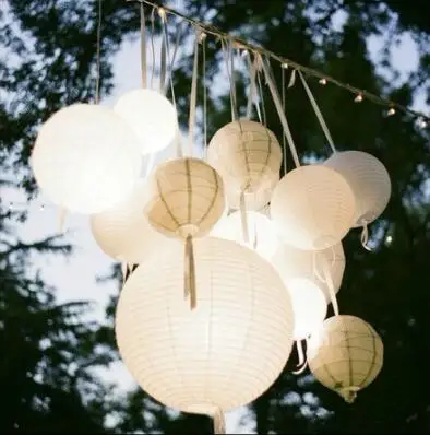 20 упаковок китайских фонарики из белой бумаги 4 ”6” 8 ”10” 12 ”белые подвесные lampion