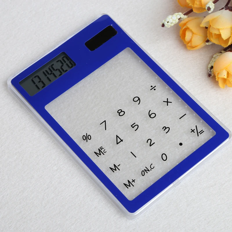 

Ultra Slim Mini Transparent Solar Powered Calculator LCD Touch Screen 8 Digit