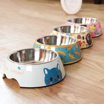 

Cartoon Pet Dog Cat Bowl Stainless Steel Non-slip Food Bowls for Dogs Cats Food Water Feeder Drinking Dish Bowl Pet Supplies