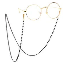 Модная цепочка черного и белого цвета с узором, черная кристальная подвеска с очками, очки дальнозоркости, подвеска против потери, AliExpress Amazon