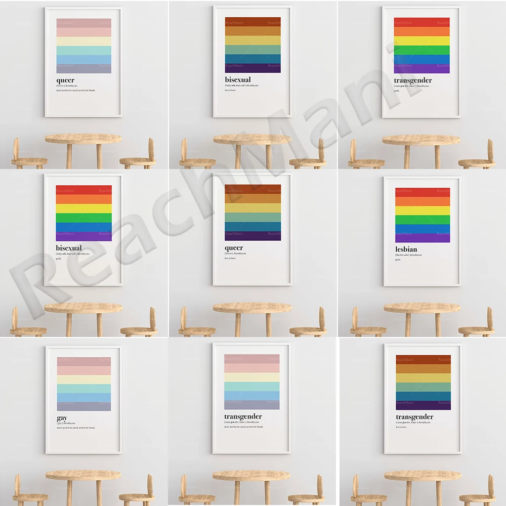 Queer Pride Poster, Decorazione Pantone, Love Is Love Couple Gift, Pastel Rainbow Pantone Pride Banner Color Block Stripe Decorat