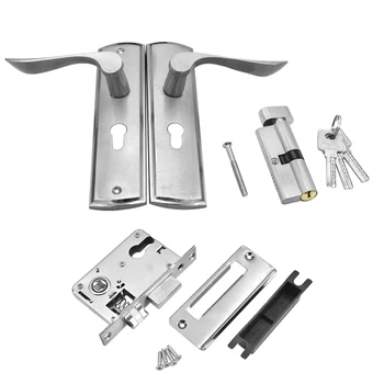 

Mechanical Door Lock Set Aluminum Alloy Handle Deadbolt Latch Locks Interior Lockset Kit Home Office Security Door Hardware