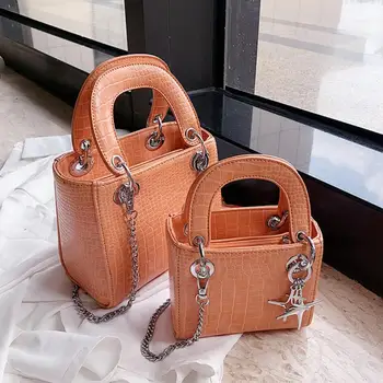 

Crocodile pattern Square Tote bag 2020 New High-quality PU Leather Women's Designer Handbag Small Chain Shoulder Messenger Bag