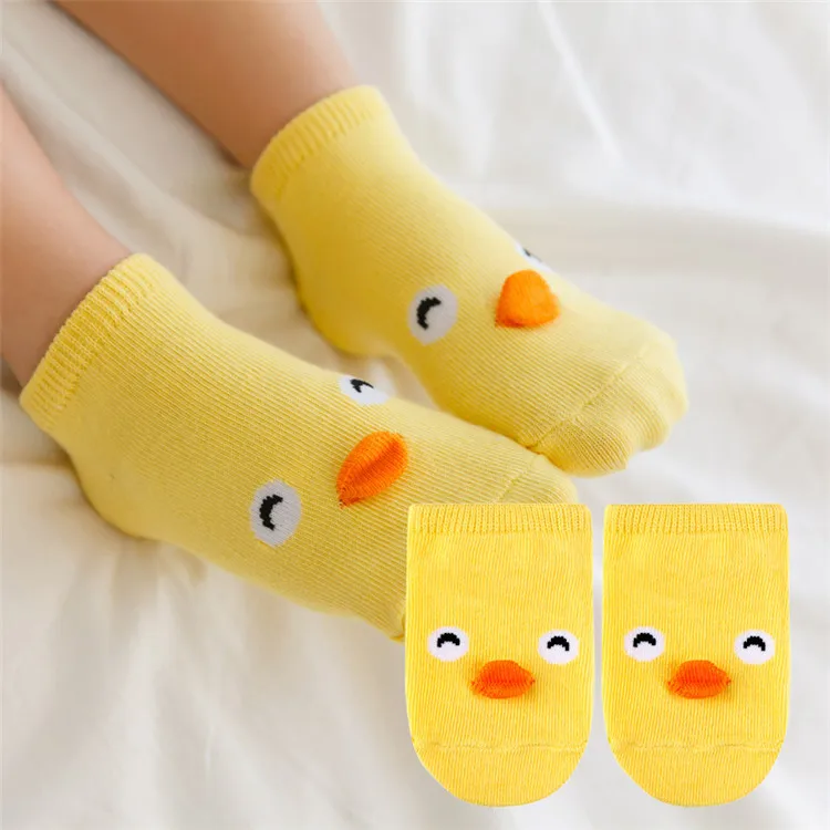 yellow chicken Новинка! Коллекция года, весенне-осенне-зимние хлопковые носки для малышей нескользящие носки-тапочки с рисунком для новорожденных мальчиков и девочек возрастом до 24 месяцев - Цвет: yellow chicken