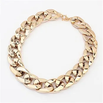 

Europe And America Simple Fashion Big Brand Fashion Goods Gold Plated CCB Chunky Chain Versatile Necklace CN001