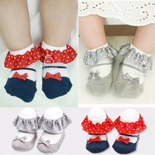 От 0 до 4 лет, кружевные сетчатые носки для маленьких девочек, хлопковые нескользящие носки принцессы для маленьких девочек детские короткие носки платье для девочек подарок на день рождения