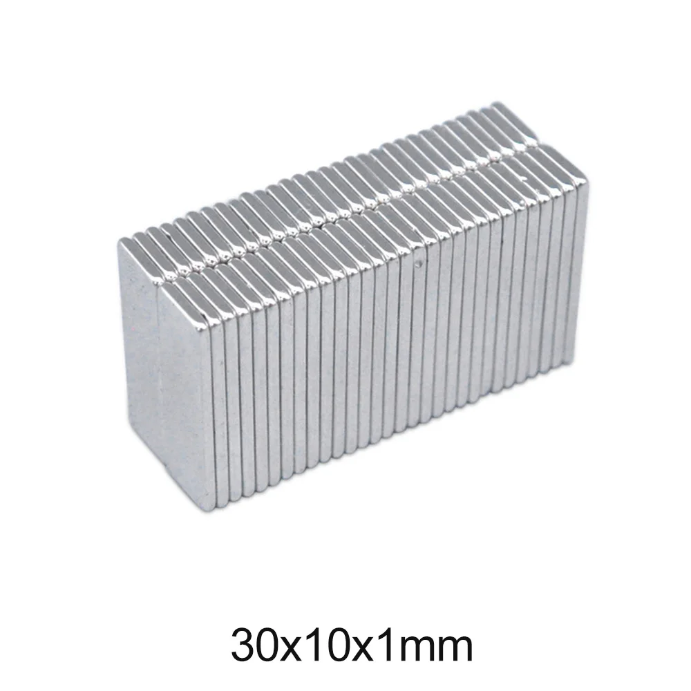 10~200pcs Thin Quadrate Permanent Magnet 30x10x1 Thickness 1mm Neodymium N35 30x10x1mm Block Strong sheet 30*10*1 | Обустройство дома