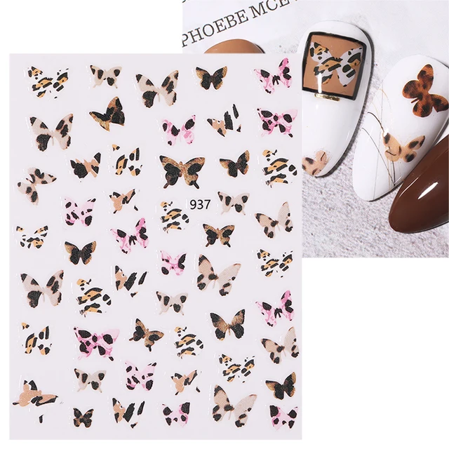 Black White Butterfly 3D Nails Sticker Geometry Decals Flower Gold DIY Decals Designs For Nail Art Manicures Decorations Salon 19