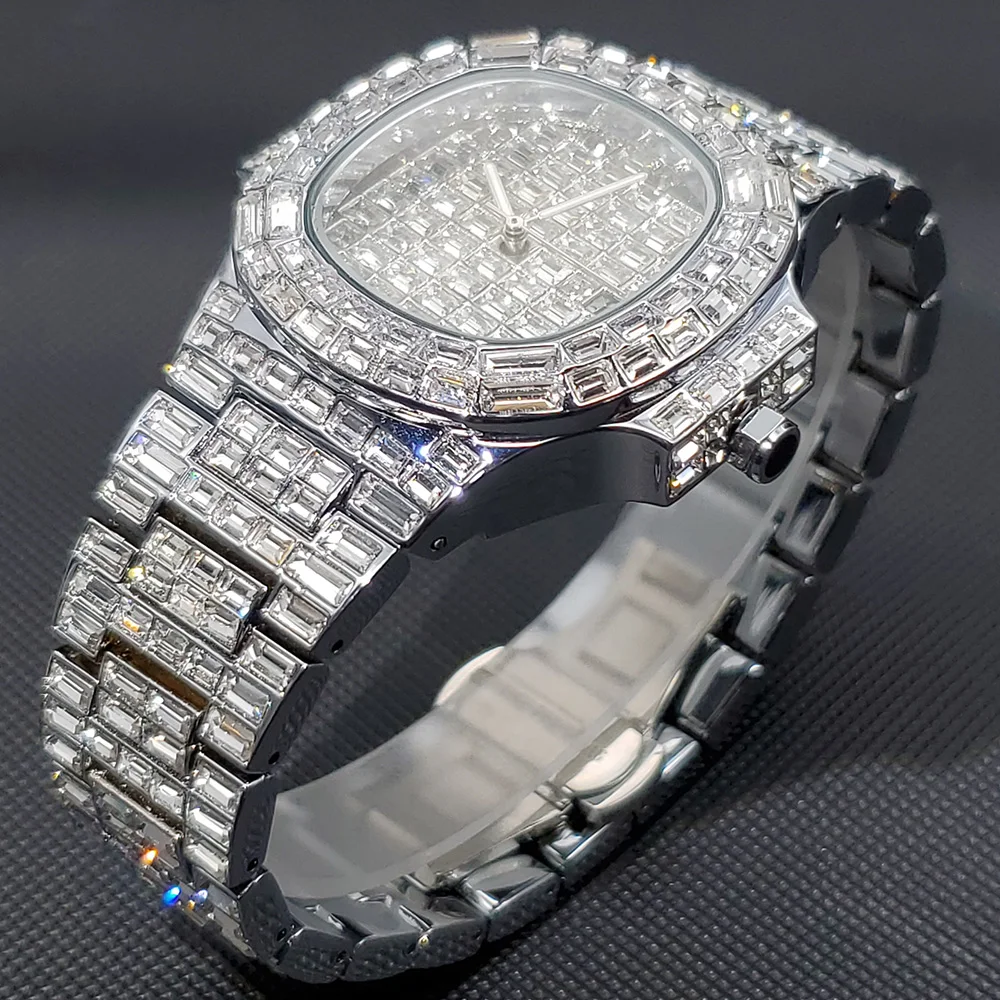 MISSFOX Orologi da uomo in oro pieno di diamanti Orologio da polso al quarzo bling ghiacciato Orologio AAA di alta qualità in acciaio inossidabile_voghion.com