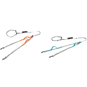 

Hands Free Dog Leash for Walking Running Training Jogging,Heavy Duty Double Shock Absorbing Bungee Dog Leash Kit for 2 Dogs,Wais