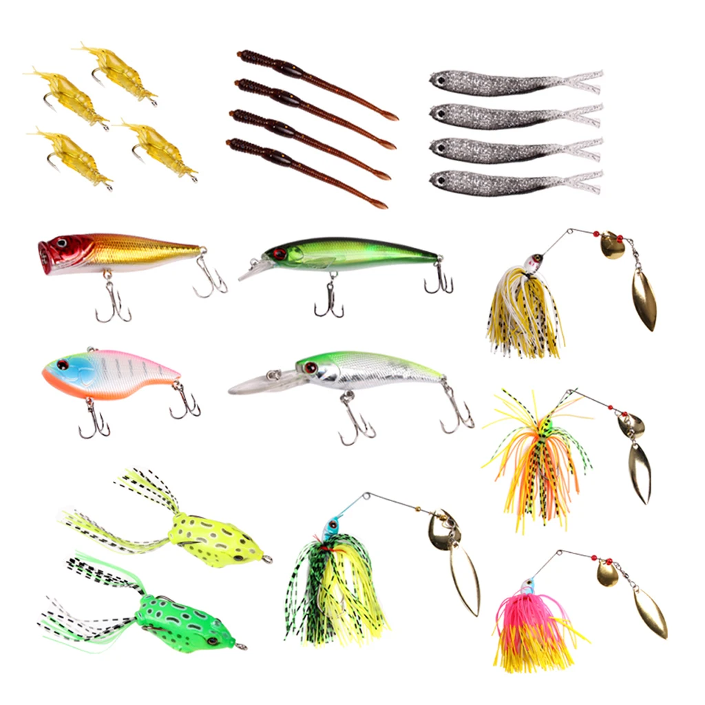 22 шт. смешанные рыболовные приманки набор Spinnerbait Crankbaits Swimbaits Hook жесткие/мягкие приманки басовый ящик для рыболовной приманки снасти комбо