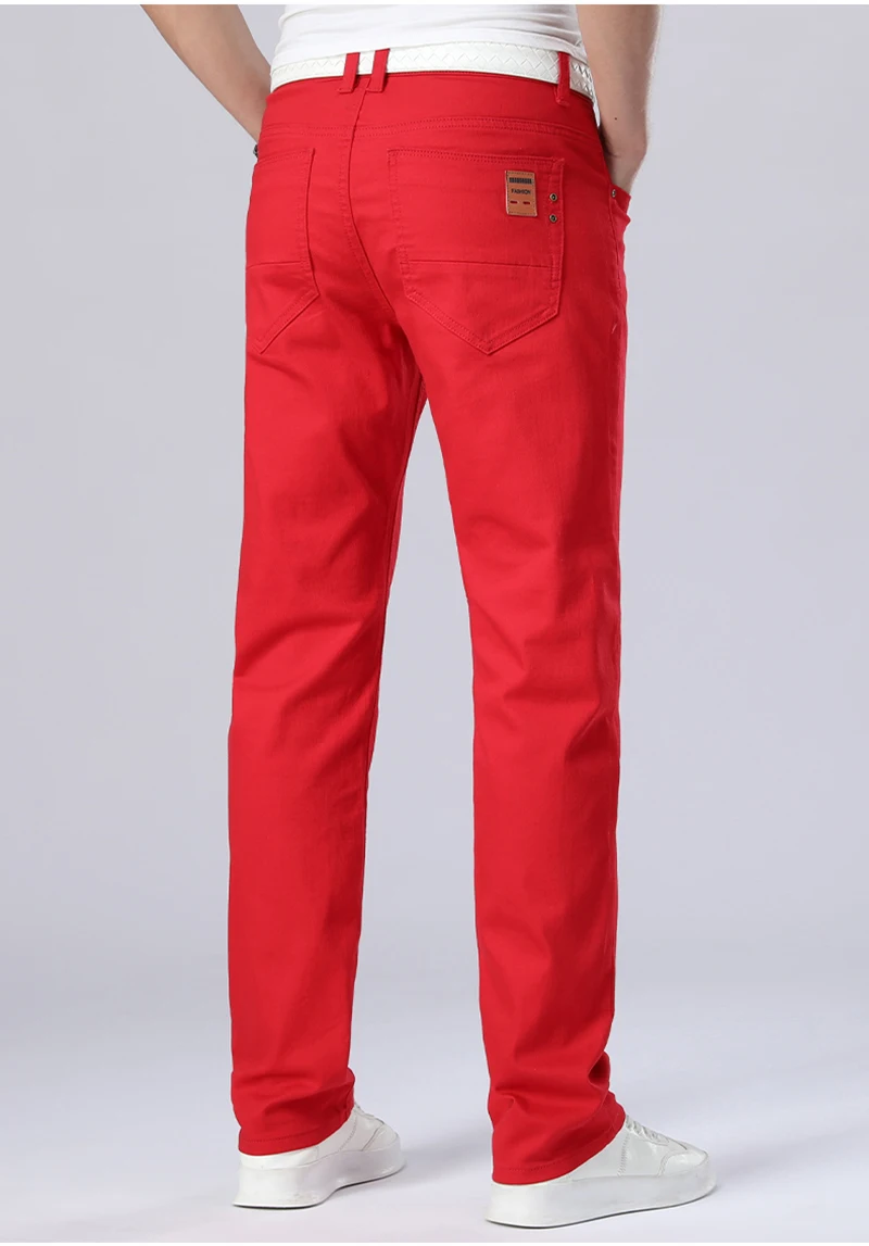 red slim trousers