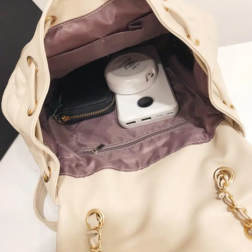 Повседневный женский рюкзак, роскошные рюкзаки из искусственной кожи, женская сумка на плечо с цепочкой для девочек-подростков, большие кошельки для путешествий