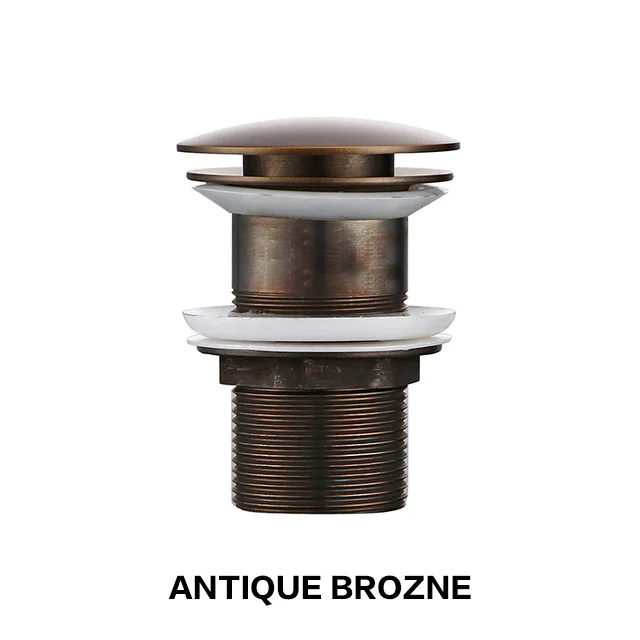 Antique Brozne Matte Black Gold Bathroom Basin Sink Stainless Steel Drain With Overflow Kitchen Bath Drain Stopper No Hole - Цвет: Antique Brozne