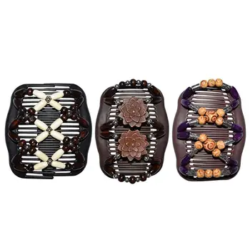 

NEW Magic Wooden Beads Hair Comb Elasticity Stretchy Hair Clip Women Hairstyle Accessories