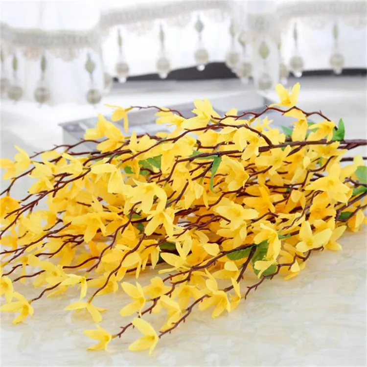 Искусственный зимний жасмин(7 стеблей/Букет) 23,6" длина имитация Jasminum Nudiflorum для дома Свадебные Декоративные искусственные цветы