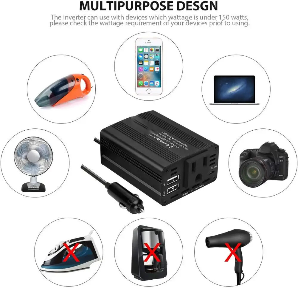 150 Вт Автомобильные инверторы автомобильный инвертор постоянного тока 12 В до 220 110
