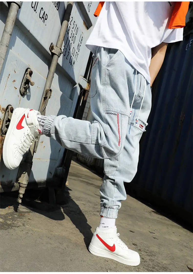 2022 New Streetwear Hip Hop Cargo Pants Men's jeans Cargo Pants Elastic Harun pants Joggers Pants In Autumn and Spring Men Cloth loose jeans