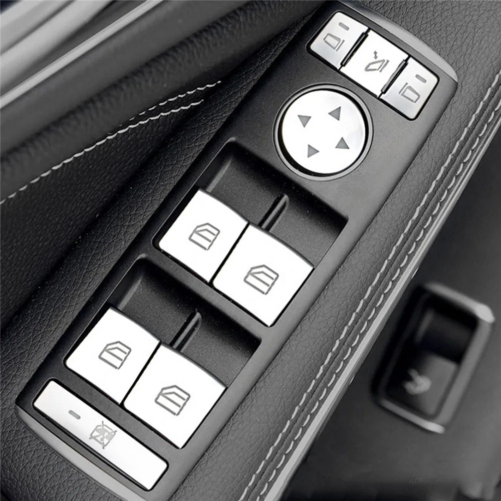 

1 set Car Interior Window Lift Button Decorative Stickers for Benz B E C-Class CLA GLA ML GL GLE GLS DIY Parts
