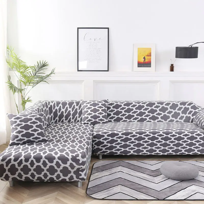 Чехлы для угловые диваны эластичный чехол на диван для гостиной 2 шт. для секционный диван крышка l-образный диван funda защита для дивана - Цвет: Grey Plaid