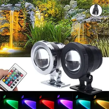 

AC85-265V RGB Underwater LED Spot Light Flood Light +Controller 15W Color Changing Lamp IP68 waterproof for Pond