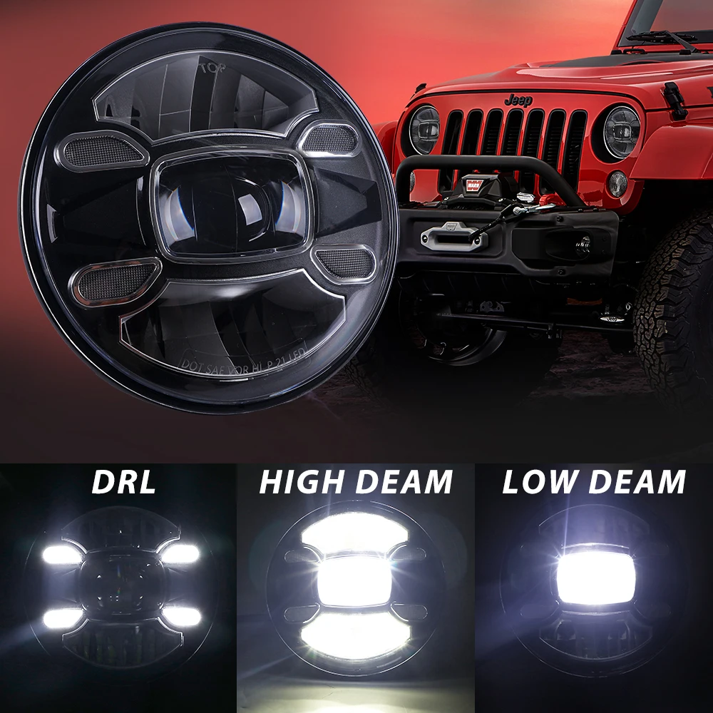 7 インチ LED ヘッドライト Hi-Lo ビーム付きハーレーツーリング