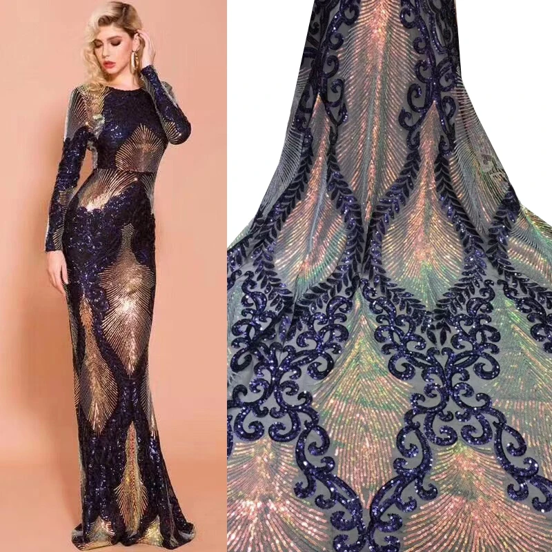 African Sequined Lace Fabric Tulle Beautiful Dress Nigerian Latest HS3437 | Дом и сад